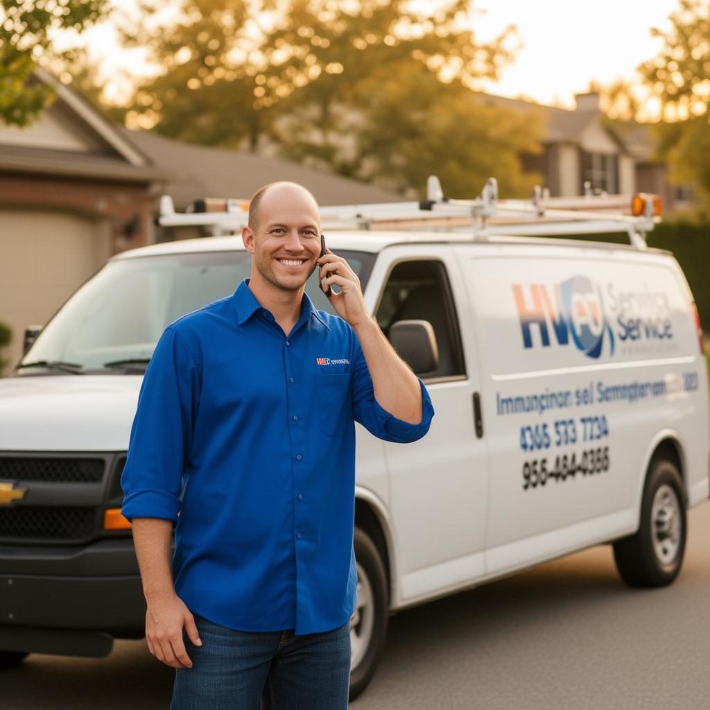 HVAC technician answering a service call